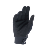 Alpinestars A-Supra Shield-handskar, svarta, vy av handflatan med perforerad syntetisk mocka för ventilation, neoprenmanschett med kardborrestängning och vit stjärnlogotyp, teknisk utrustning för MTB och gravitycykling