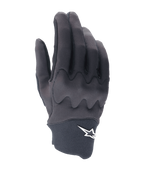 Alpinestars A-Supra Shield-handskar, MTB-cykelhandskar, svarta, elegant design med vågformat knogskyddsmönster, vit stjärnlogotyp på neoprenmanschetten, flexibel och hållbar konstruktion