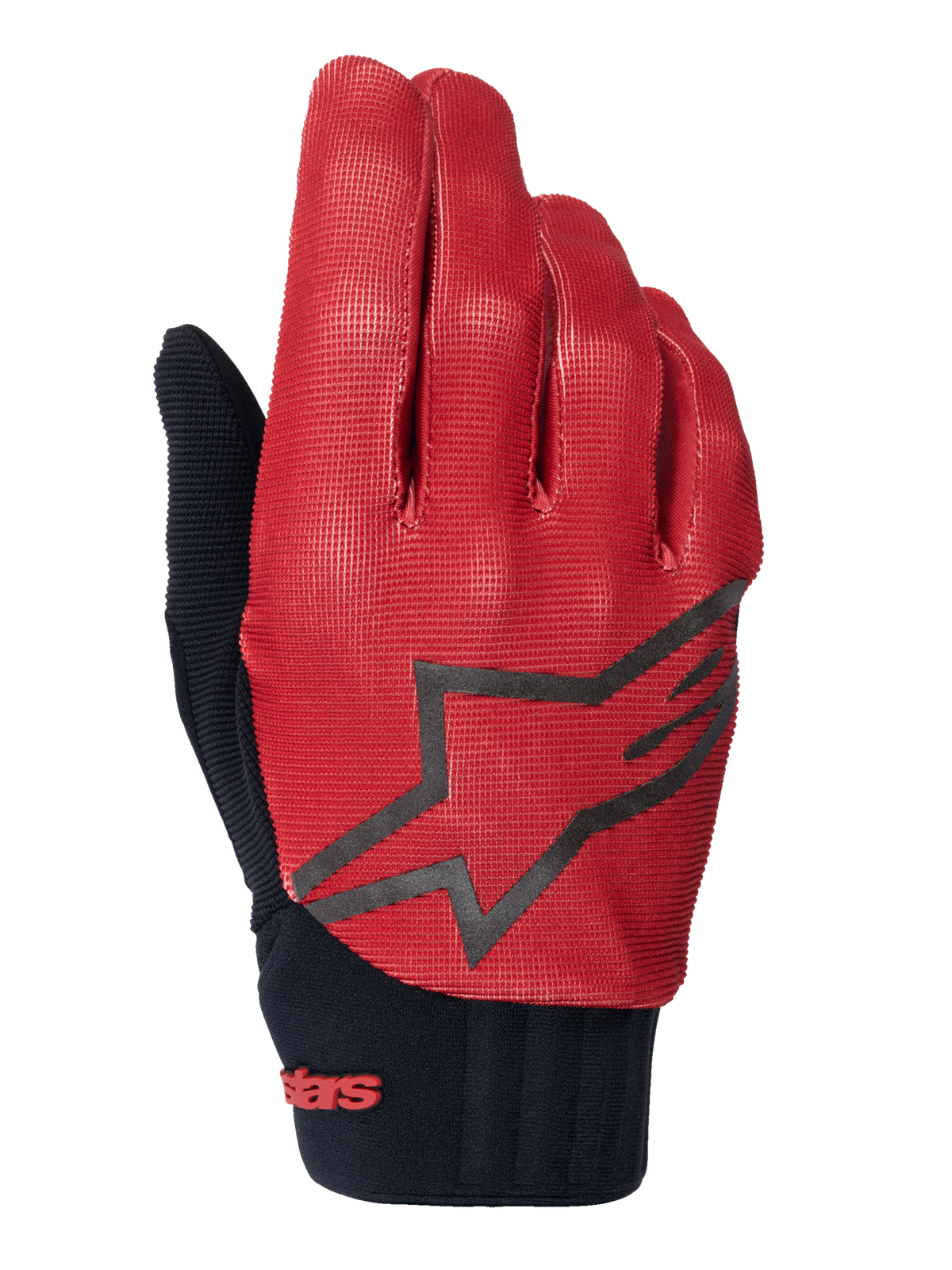 Alpinestars A-Dura Gloves, MTB Cycling Gloves, Dark Orange and Black, textured grid pattern upper, large black star logo, black neoprene cuff with red branding, designed for mountain bike grip and performance