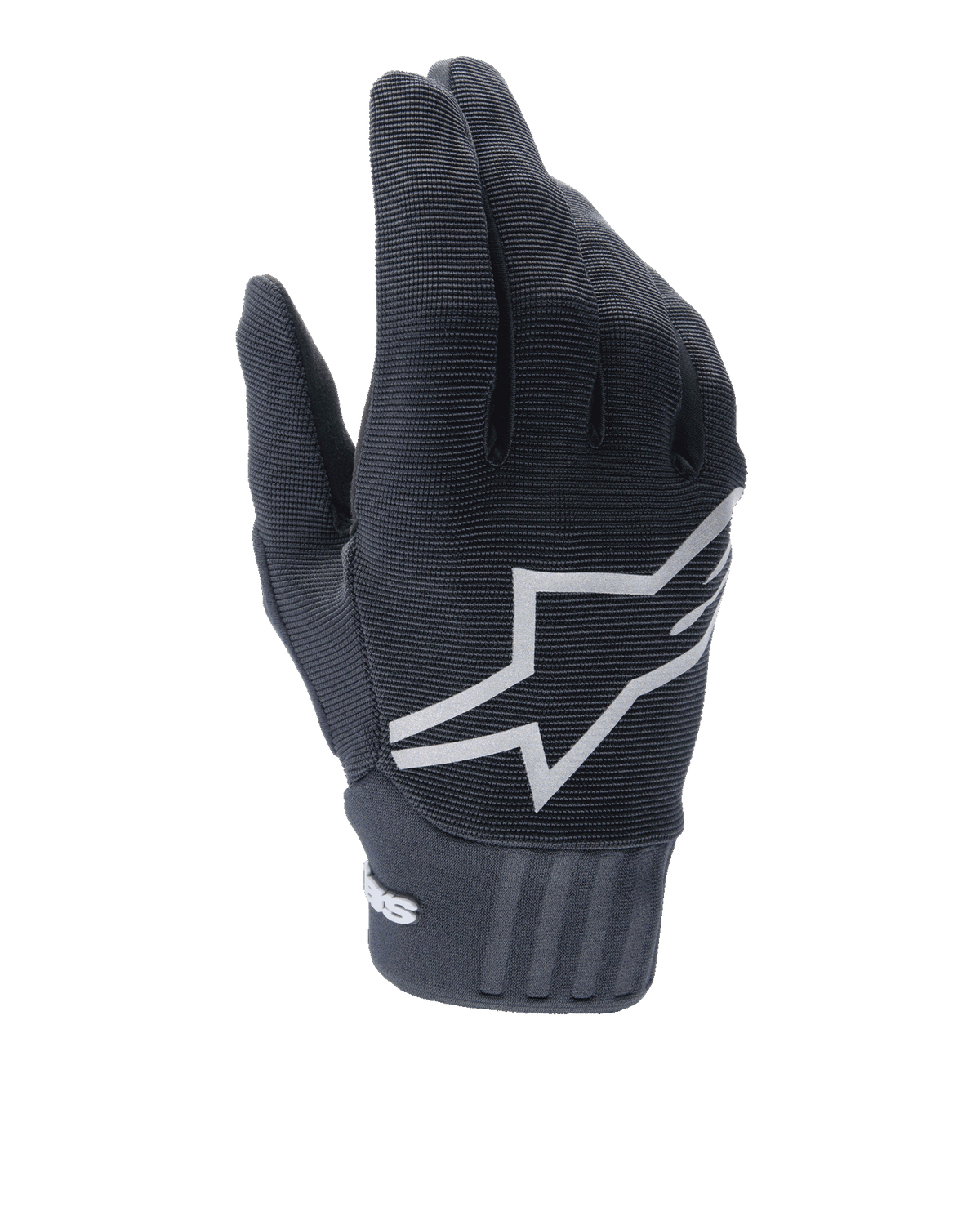 Alpinestars A-Dura Gel-handskar, MTB-cykelhandskar, svarta, stor vit stjärnlogotyp på ovansidan, ovansida i texturerad polyester och spandex, ribbad neoprenmudd