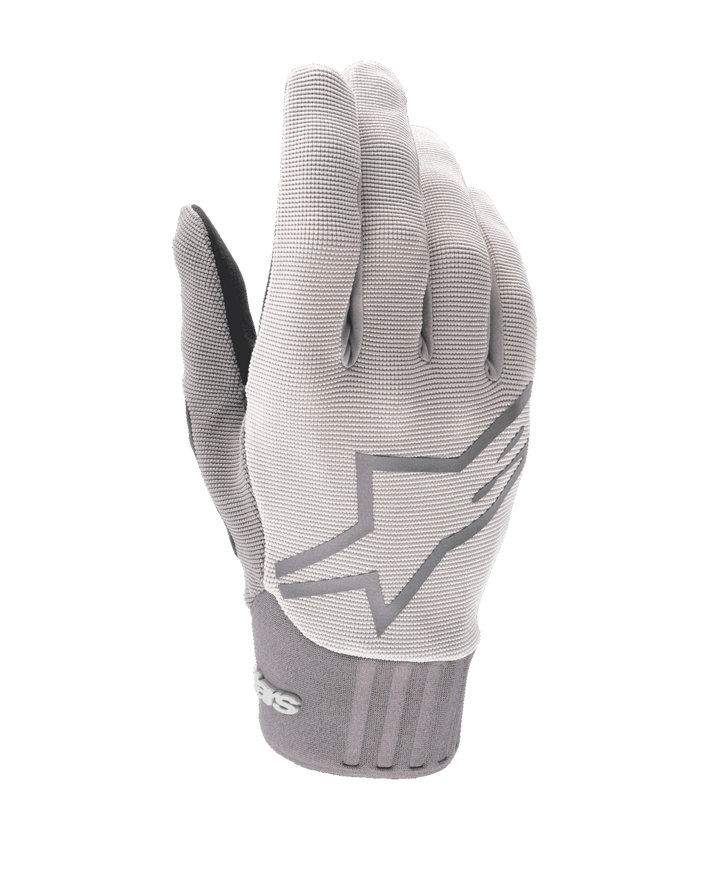 Alpinestars A-Dura Gel-handskar, cykelhandskar för mountainbike, ljusgrå, texturerat tyg med stor stjärnlogotyp på ovansidan, neoprenmudd, ergonomisk gelvadderad handflata för terrängkörning