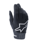 Alpinestars Stella A-Dura damhandskar, svarta MTB-handskar, framträdande vit stjärnlogotyp på ovansidan, ribbad textiltextur, åtsittande passform med neoprenmanschett för mountainbike