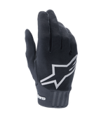 Alpinestars Stella A-Dura damhandskar, svarta MTB-handskar, framträdande vit stjärnlogotyp på ovansidan, ribbad textiltextur, åtsittande passform med neoprenmanschett för mountainbike
