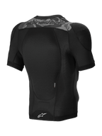 Alpinestars A-Motion Plasma skyddsjacka, kortärmad mountainbike skyddsjacka bakifrån i svart camo, med CE-certifierat Nucleon PLASMA-ryggskydd och ventilerande stretchmesh