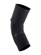 Alpinestars Paragon Plus knäskydd, svarta, lätt slip-on-design, andningsaktiv stretchmesh-konstruktion med perforerade skyddsplattor, ergonomisk förformad passform för mountainbike