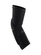 Alpinestars Paragon Plus knäskydd, svarta och acid yellow, lätt slip-on-skydd med stretchmesh som andas, ergonomisk förformad design för mountainbike och terrängskydd