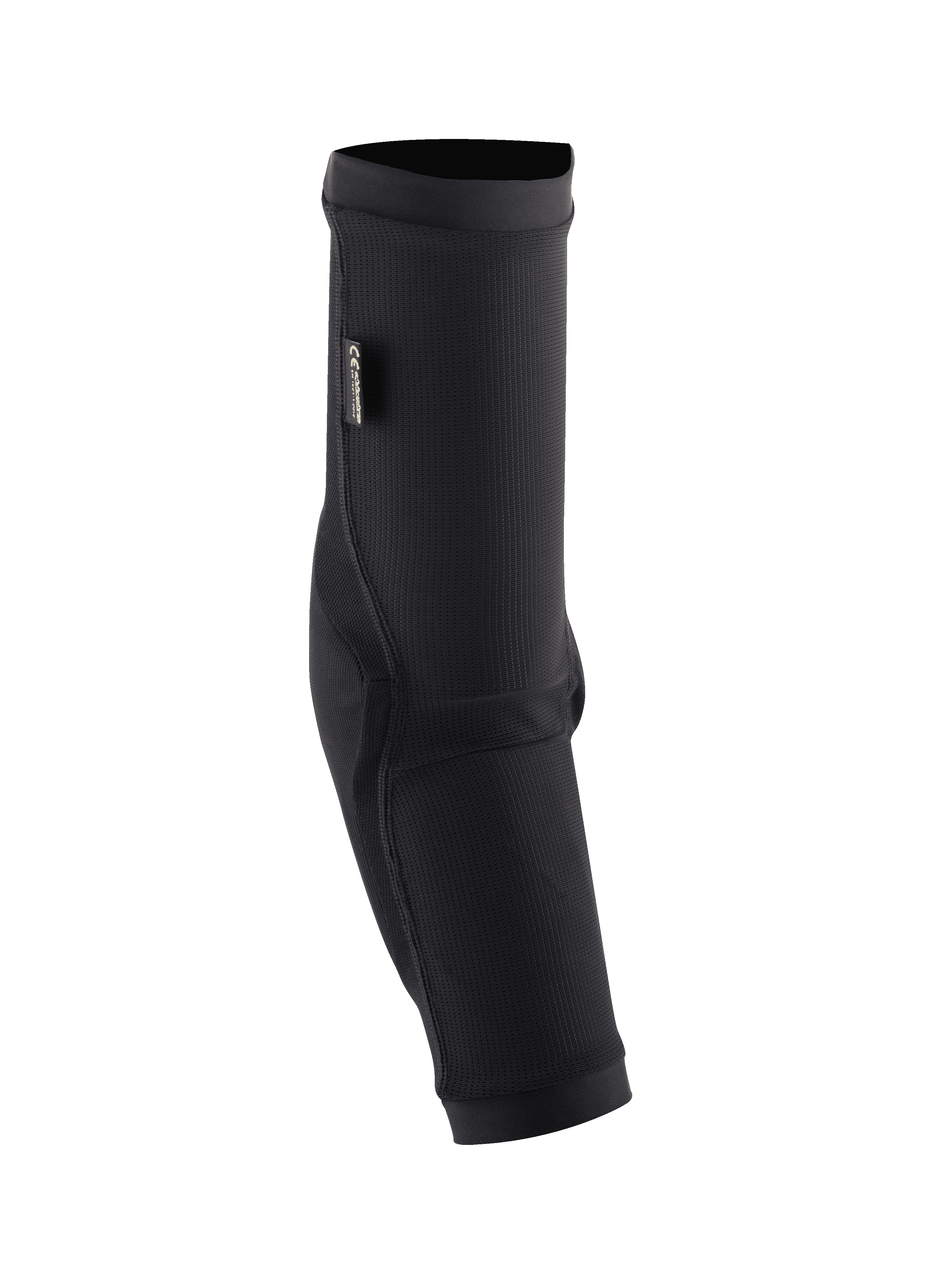 Alpinestars Paragon Plus armbågsskydd, svarta MTB-armbågsskydd, slip-on-modell med ventilerande nätmaterial, ripstop-förstärkningar och CE-certifieringsetikett, ergonomisk design för mountainbike