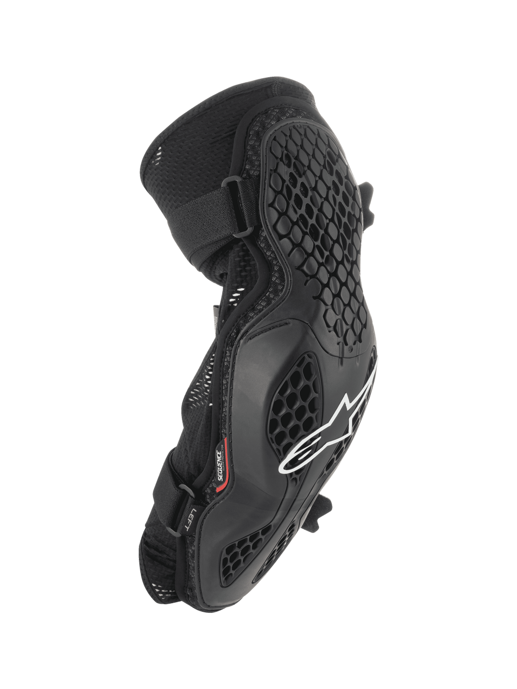 Alpinestars Bionic Pro armbågsskydd, MTB-armbågsskydd, svarta med vit logotyp, bikakeformad rutnätsstruktur, ventilerande mesh-chassi, dubbla justerbara remmar, ergonomisk design för terräng- och mountainbikecykling
