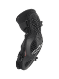 Alpinestars Bionic Pro armbågsskydd, MTB-armbågsskydd, svarta med vit logotyp, bikakeformad rutnätsstruktur, ventilerande mesh-chassi, dubbla justerbara remmar, ergonomisk design för terräng- och mountainbikecykling