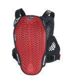 Alpinestars A-6 Plasma-bröstskydd, baksida, röd texturerad Nucleon PLASMA-ryggplatta med svarta sidovingar och justerbara remmar, MTB gravity-skyddsutrustning i Black Anthracite Red