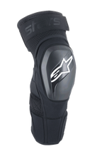 Alpinestars A-Impact Plasma Elite Shield Knee Protectors, Black with White Star Logo, Hard TPU Outer Shell, Mesh Fabric with Adjustable Top Strap, Pre-Curved Ergonomic Design, MTB and Off-Road Protection