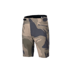 Alpinestars A-Dura Camo Liner Shorts, MTB-cykelshorts för herrar, kamouflage och brun, slitstarkt 2-vägsstretchtyg med dragkedjeförsedda fickor och justerbar midja