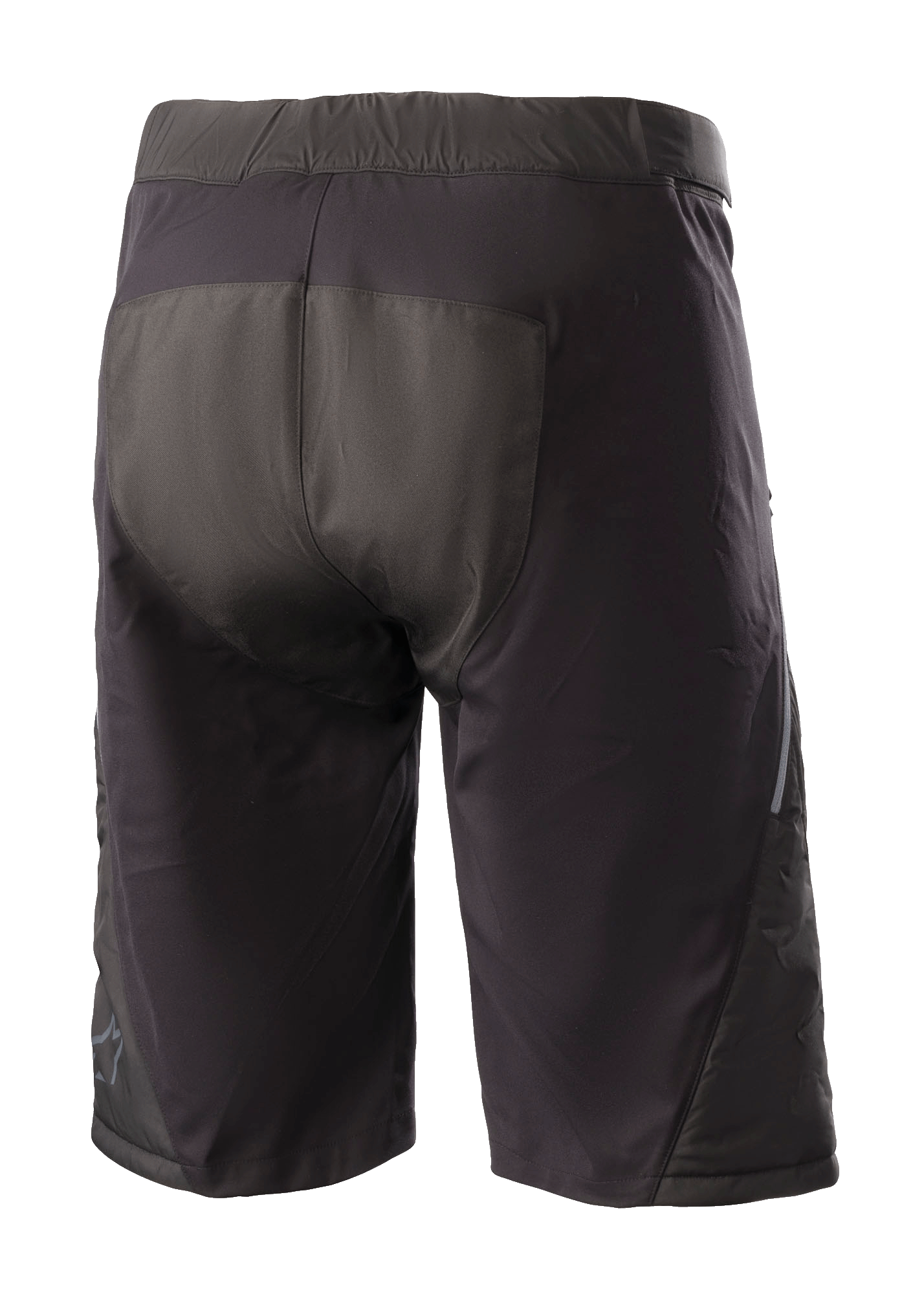 Alpinestars Denali 2 Shorts, mountainbikeshorts, Black Grisaille, vy bakifrån med förstärkt sätesområde och vattenavvisande textilkonstruktion för terrängkörning