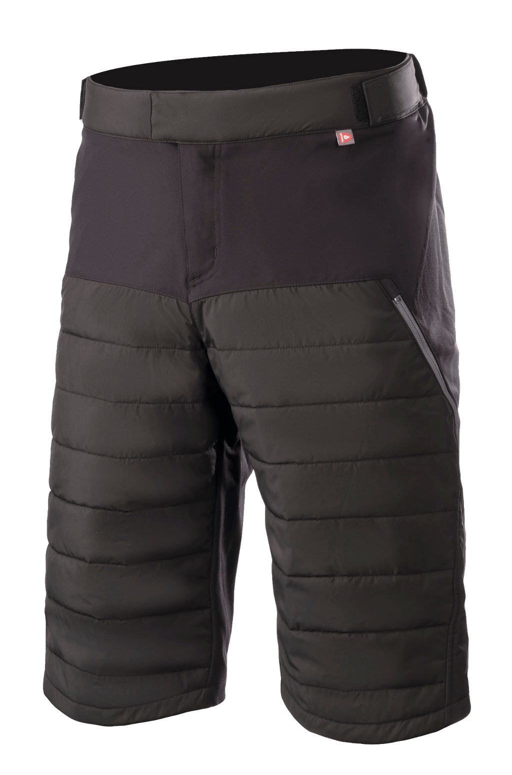 Alpinestars Denali 2 Shorts, mountainbike-shorts, mörkgrå (Black Grisaille), med quiltade Primaloft-isoleringspaneler, sidoficka med dragkedja och justerbar midja, knälångt slitstarkt material för MTB