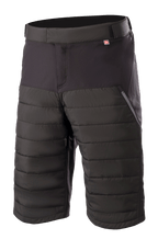 Alpinestars Denali 2 Shorts, mountainbike-shorts, mörkgrå (Black Grisaille), med quiltade Primaloft-isoleringspaneler, sidoficka med dragkedja och justerbar midja, knälångt slitstarkt material för MTB