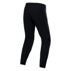 Alpinestars A-Dura Waterproof Pants, svarta, vy bakifrån som visar teknisk textilkonstruktion, mountainbikebyxor med 20k vattentäthetsklassning, hållbart stretchmaterial för terrängkörning i våta förhållanden
