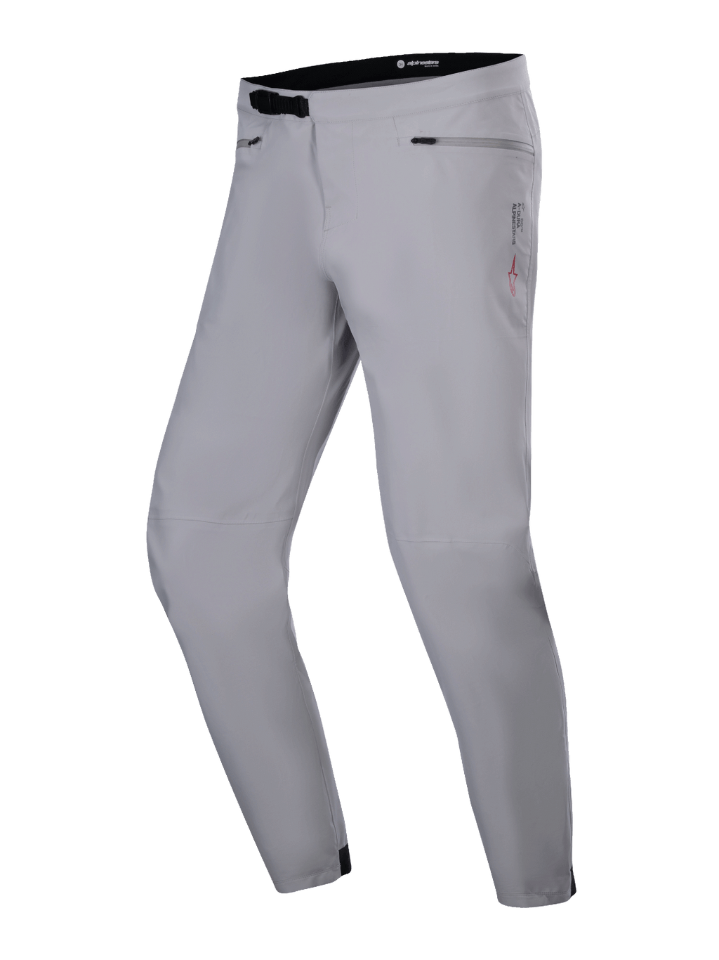 Alpinestars A-Dura Waterproof Pants, MTB-byxor, titangrå, med svart spärrspänne i midjan, höftfickor med dragkedja och avsmalnande ben, hållbar vattentät design för mountainbike.