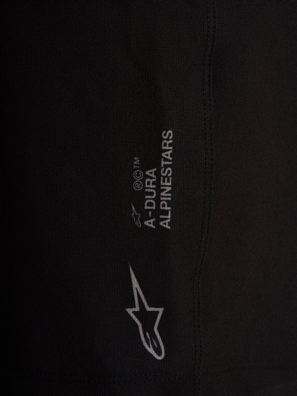 Black A-Dura Ride Liner Shorts featuring Alpinestars branding and logo detail on performance 4-way stretch fabric.