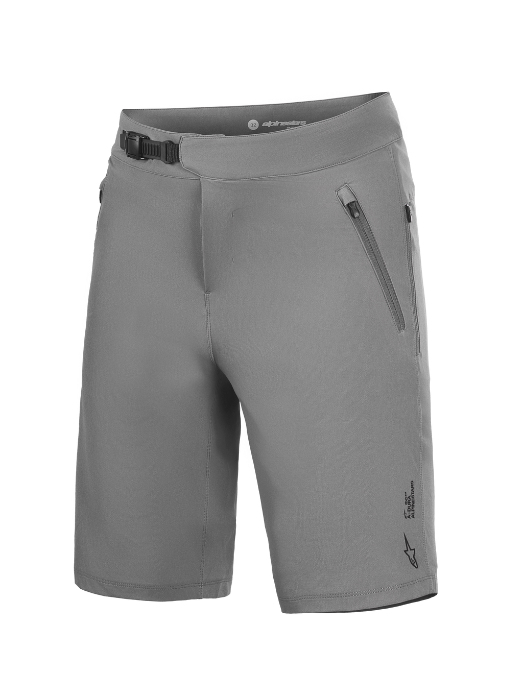 Grå A-Dura Ride MTB-shorts med 4-vägsstretch, spännsystem i midjan och praktiska fickor med dragkedja.