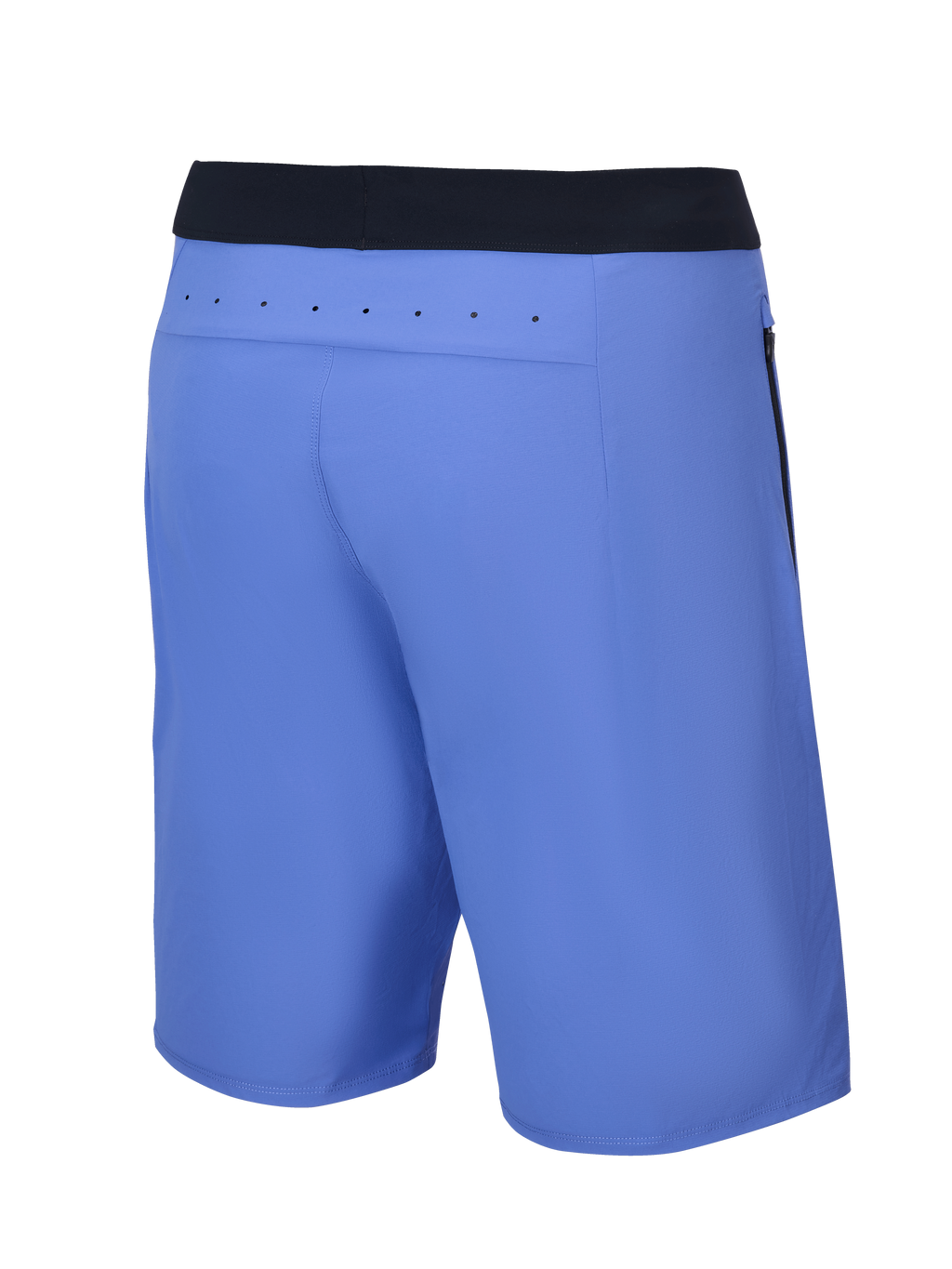 Alpinestars A-Aria Lite Shorts, MTB-shorts, Baja Blue, vy bakifrån med svart midjeband och laserskurna ventilationshål på det bakre oket, prestandapassform för stigcykling