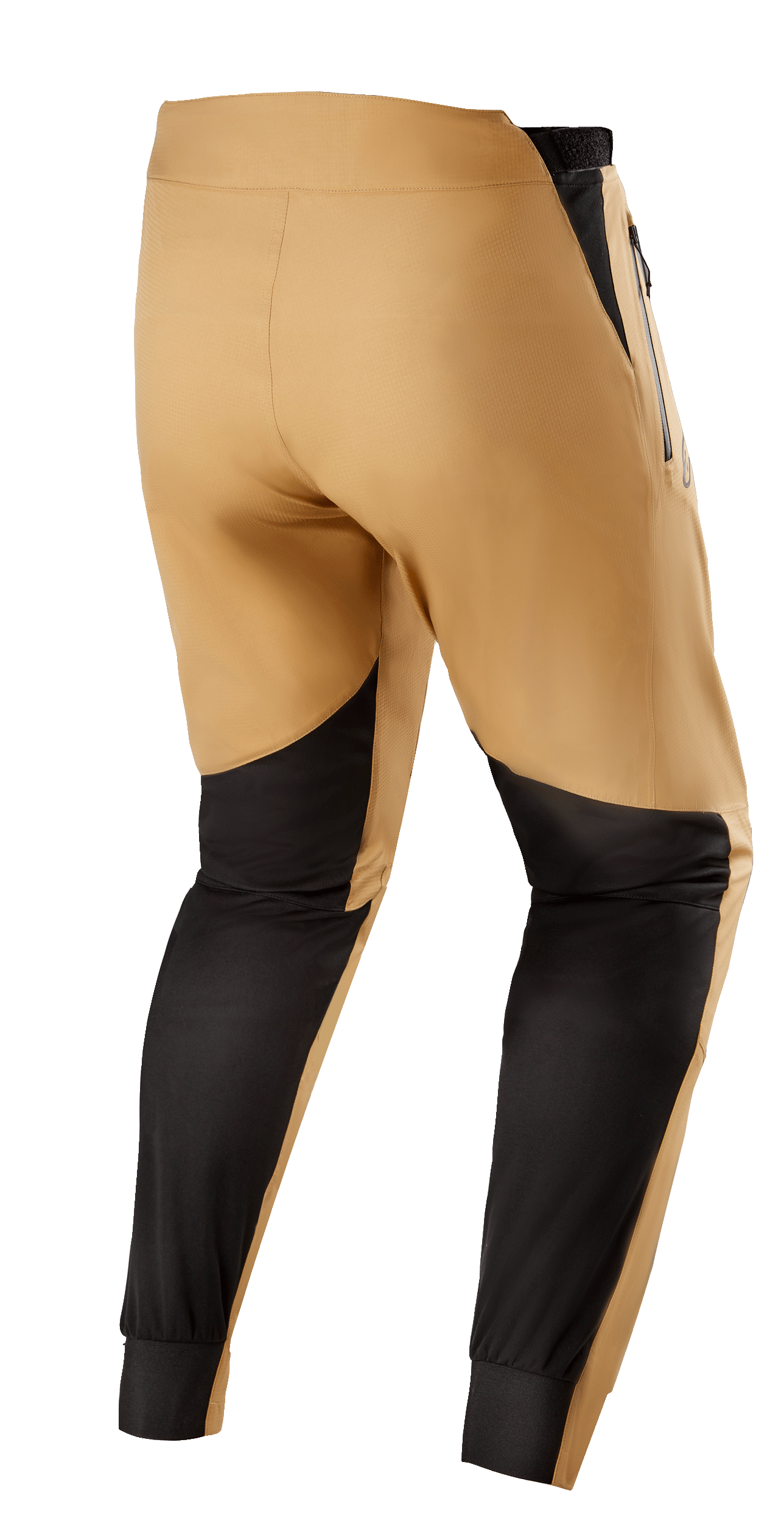 Alpinestars Tahoe 8.1 Waterproof Pants, vattentäta MTB-byxor, khaki och svarta, baksida med svarta förstärkta paneler på vaderna, justerbar midja och vattentäta dragkedjor för terrängcykling i vått väder
