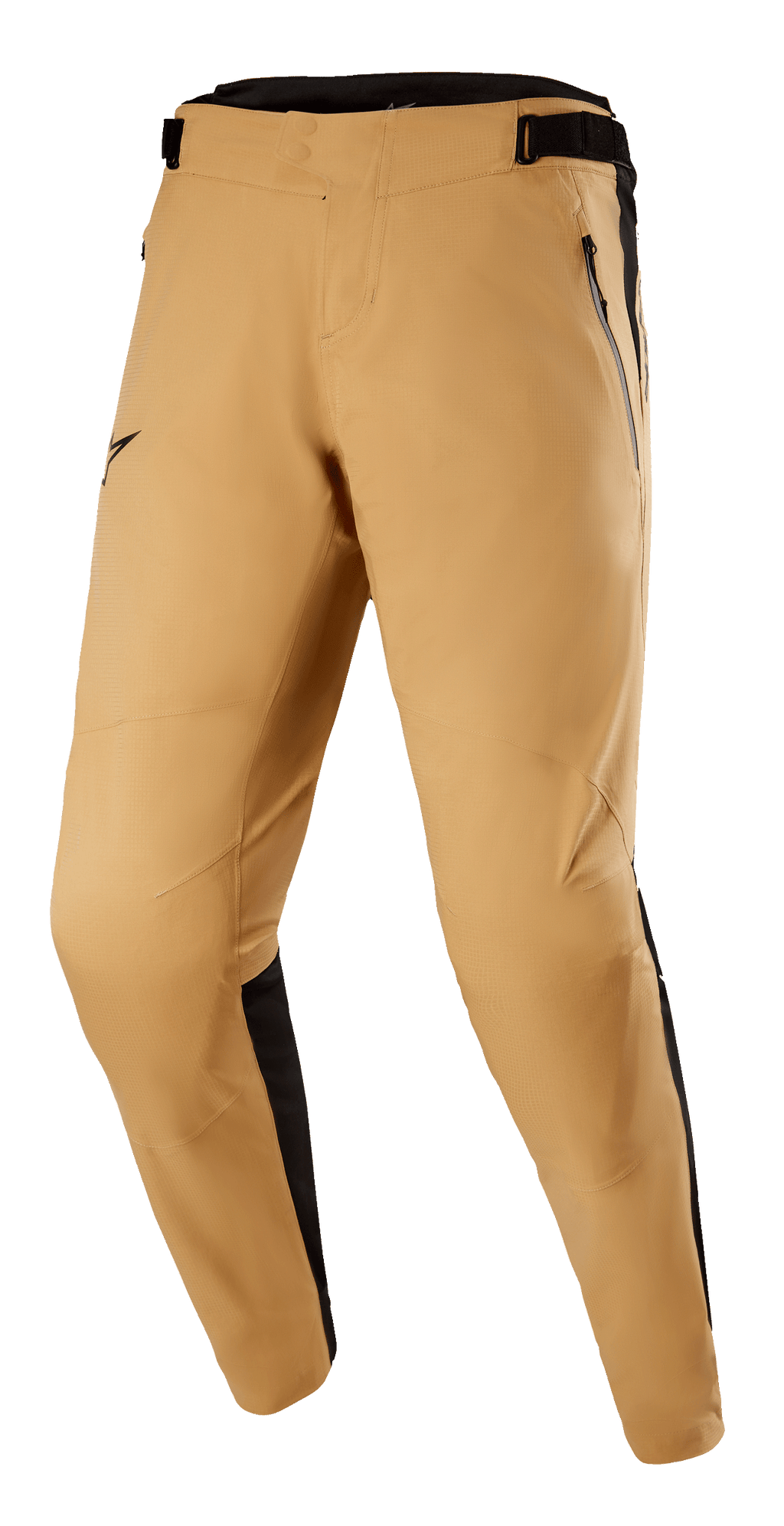 Alpinestars Tahoe 8.1 Waterproof Pants, khaki och svarta, vattentäta MTB-byxor med förböjda ben, framfickor med dragkedja och justerbar midja, svarta sidopaneler och sömlös gren för prestanda vid stigcykling i alla väder