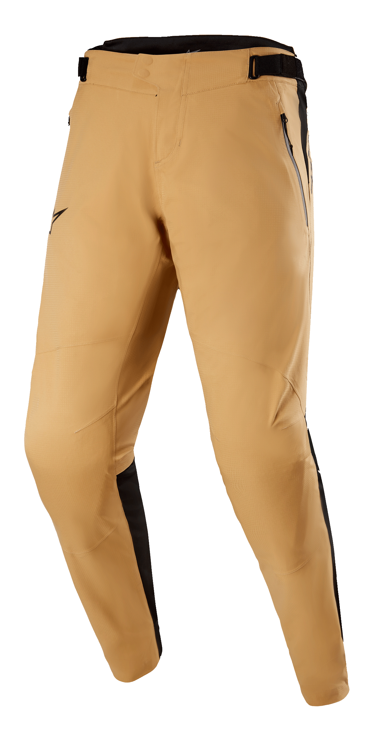 Alpinestars Tahoe 8.1 Waterproof Pants, khaki och svarta, vattentäta MTB-byxor med förböjda ben, framfickor med dragkedja och justerbar midja, svarta sidopaneler och sömlös gren för prestanda vid stigcykling i alla väder