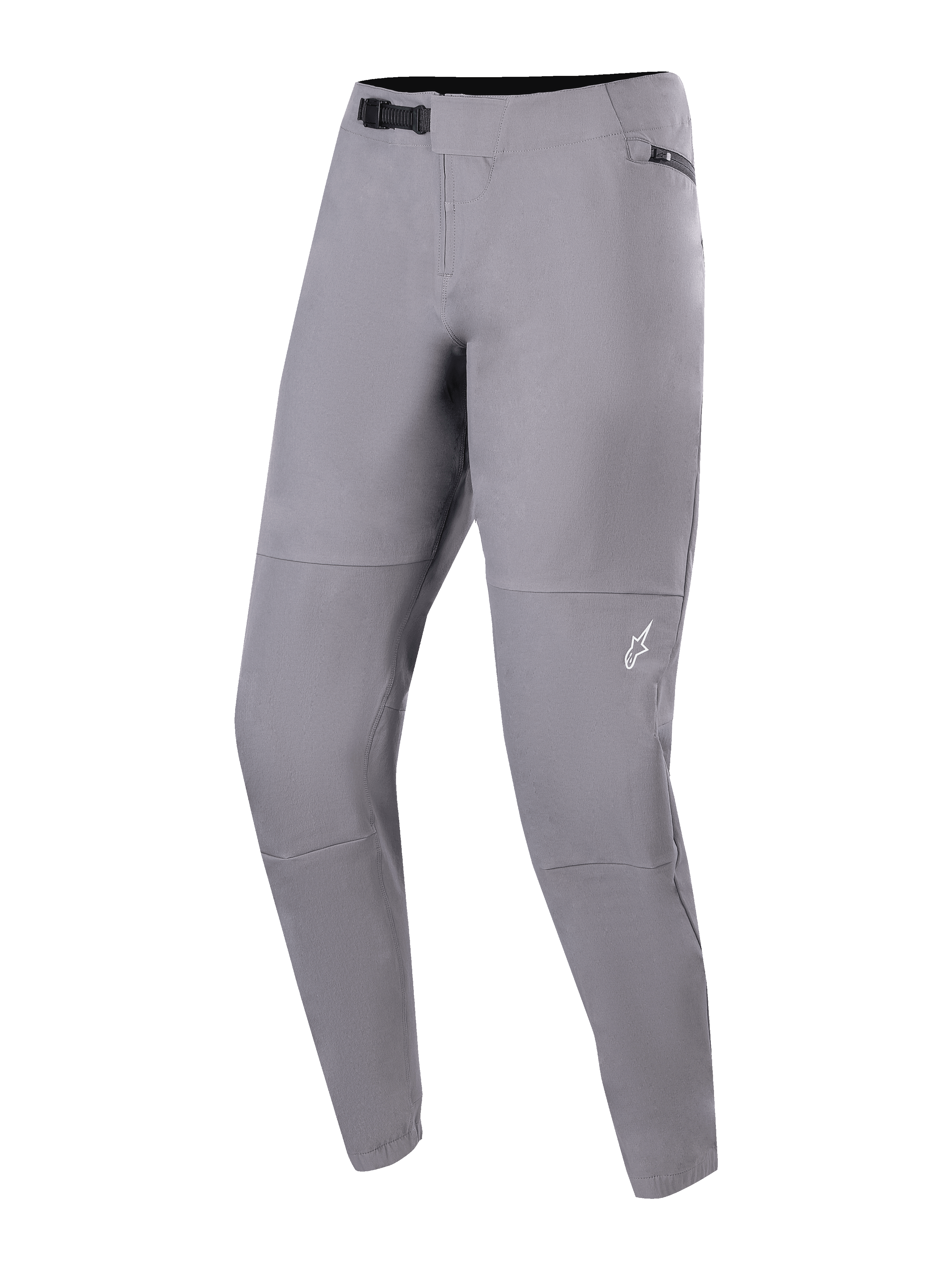 Alpinestars A-Dura Elite Pants, Mountain Bike Pants, Dark Gray, featuring a front ratchet closure system and zippered pockets, durable 4-way stretch Cordura fabric for off-road cycling