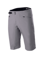 Alpinestars A-Dura Liner Shorts, Dark Gray MTB Mountain Bike Shorts, double snap front closure with adjustable side cinch buckle, zippered hand pockets, durable 2-way stretch textile fabric, Astars logo on the side, black interior waistband