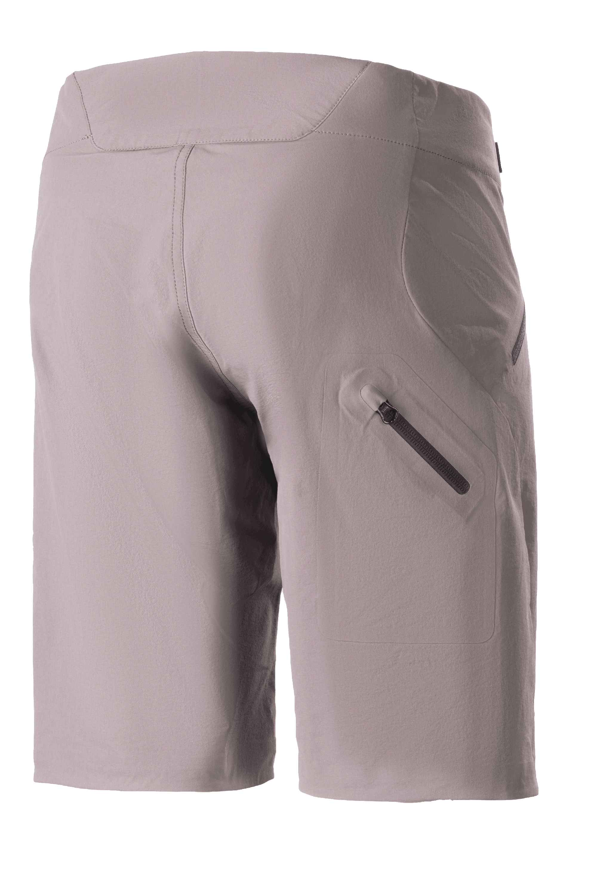 Alpinestars Stella Drop Algorithm Shorts för dam, mountainbikeshorts, Sparrow Gray, baksida med sammanfogad benficka med dragkedja, tekniskt stretchmaterial med passform för kvinnor, designad för trail- och terrängcykling