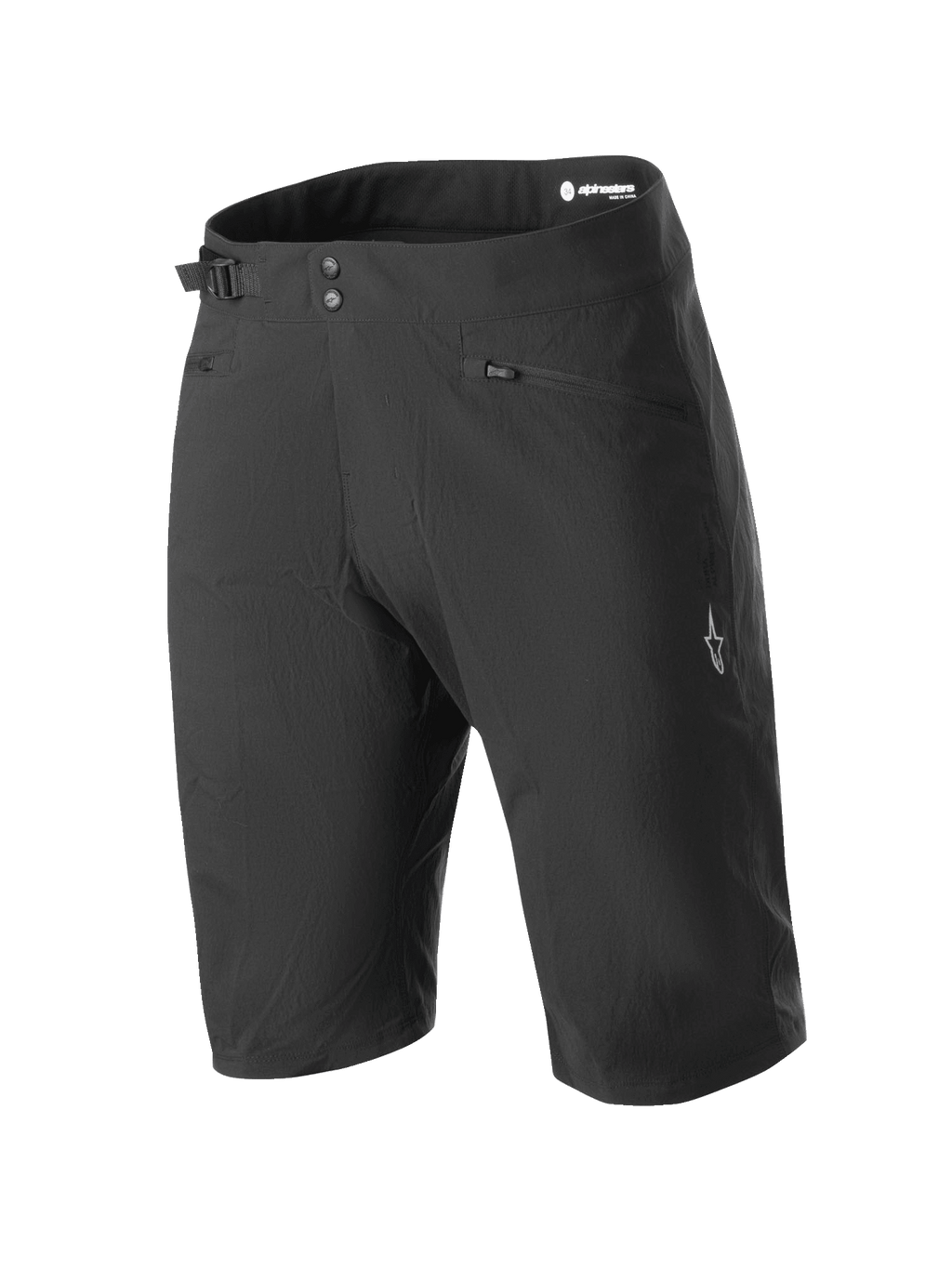 Alpinestars Stella A-Dura Shorts, MTB-shorts för damer, svarta, med dubbel tryckknappsstängning och justerbara sidoreglage, dragkedjefickor, knälång teknisk design i slitstarkt 2-vägs stretchmaterial