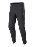Alpinestars Youth A-Dura Pants, MTB-cykelbyxor, svarta, med två framfickor med dragkedja och en liten vit Alpinestars-logotyp på vänster lår, avsmalnande ben, slitstarkt stretchmaterial för mountainbikecykling för ungdomar