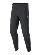 Alpinestars Youth A-Dura Pants, MTB-cykelbyxor, svarta, med två framfickor med dragkedja och en liten vit Alpinestars-logotyp på vänster lår, avsmalnande ben, slitstarkt stretchmaterial för mountainbikecykling för ungdomar