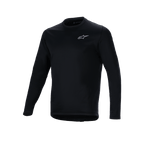 Alpinestars A-Dura Thermal Tröja, svart långärmad cykeltröja, liten vit Alpinestars-logotyp på bröstet, förlängd bakkant för extra skydd bak, isolerande fleecefoder för mountainbike-turer i kallt väder