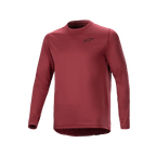 Alpinestars A-Dura Thermal Jersey, långärmad cykeltröja, vinröd, texturerat isolerande tyg med en liten svart stjärnlogotyp på bröstet, förlängd droppsvans för MTB-cykling