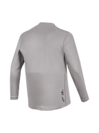 Alpinestars A-Dura Ride långärmad MTB-tröja, grå ryggvy med jacquardstruktur och diskret logotyp för MTB-prestanda.