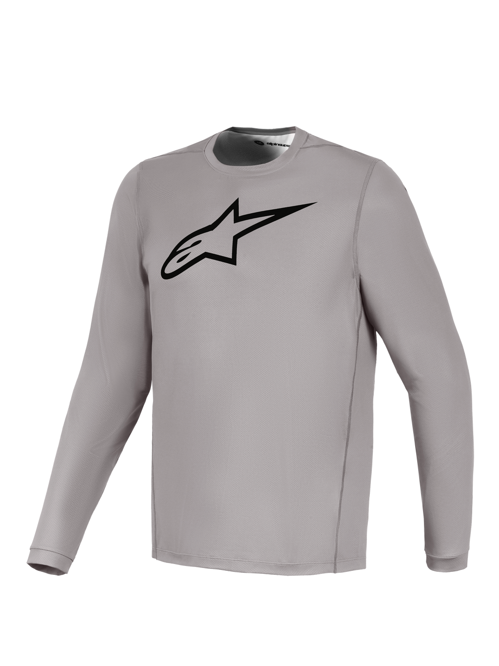 Alpinestars grå A-Dura Ride långärmad tröja med svart bröstlogotyp i stretchigt material för mountainbike.