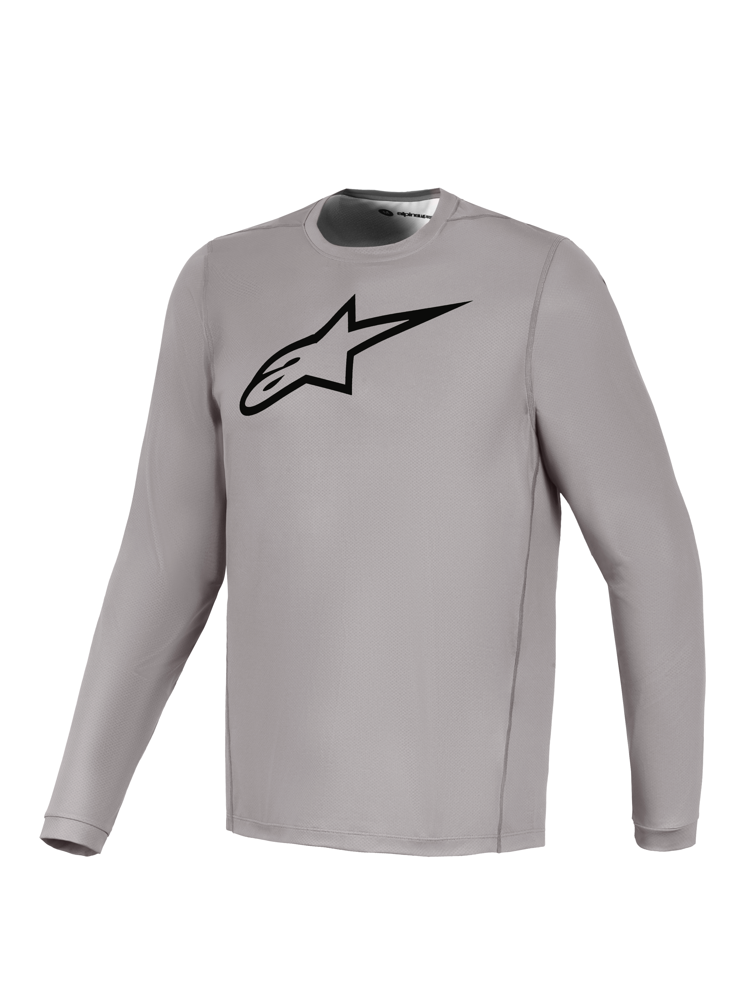 Alpinestars grå A-Dura Ride långärmad tröja med svart bröstlogotyp i stretchigt material för mountainbike.