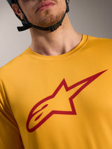 Orange A-Dura Ride kortärmad tröja med röd Astars-logotyp på bröstet, lättviktigt MTB-plagg för hög prestation.