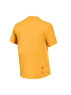 Orange A-Dura Ride kortärmad tröja sedd bakifrån, i jacquard-stretch med liten Astars-logotyp vid nederkanten.