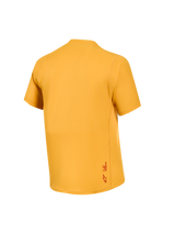 Orange A-Dura Ride kortärmad tröja sedd bakifrån, i jacquard-stretch med liten Astars-logotyp vid nederkanten.