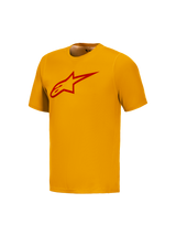 Orange A-Dura Ride kortärmad tröja med röd Astars-logotyp på bröstet, högpresterande MTB-plagg från Alpinestars.