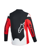 A-Dura Race långärmad tröja, röd och svart ryggvy med vit Astars-logotyp och Alpinestars-branding på ärmarna.