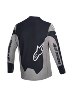 Alpinestars A-Dura Race tröja, långärmad MTB-cykeltröja, bakvy, grå och svart med vit logotypgrafik, lätt stretchmaterial med droppad rygg