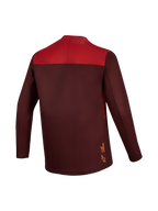 Alpinestars A-Dura Elite Tröja 2.0, långärmad MTB-tröja i bordeaux och rött med färgblockerad rygg och förlängt ryggparti.