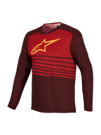 A-Dura Elite Tröja 2.0, långärmad MTB-tröja i bordeaux med rött bröstparti och gul Astars-logotyp.