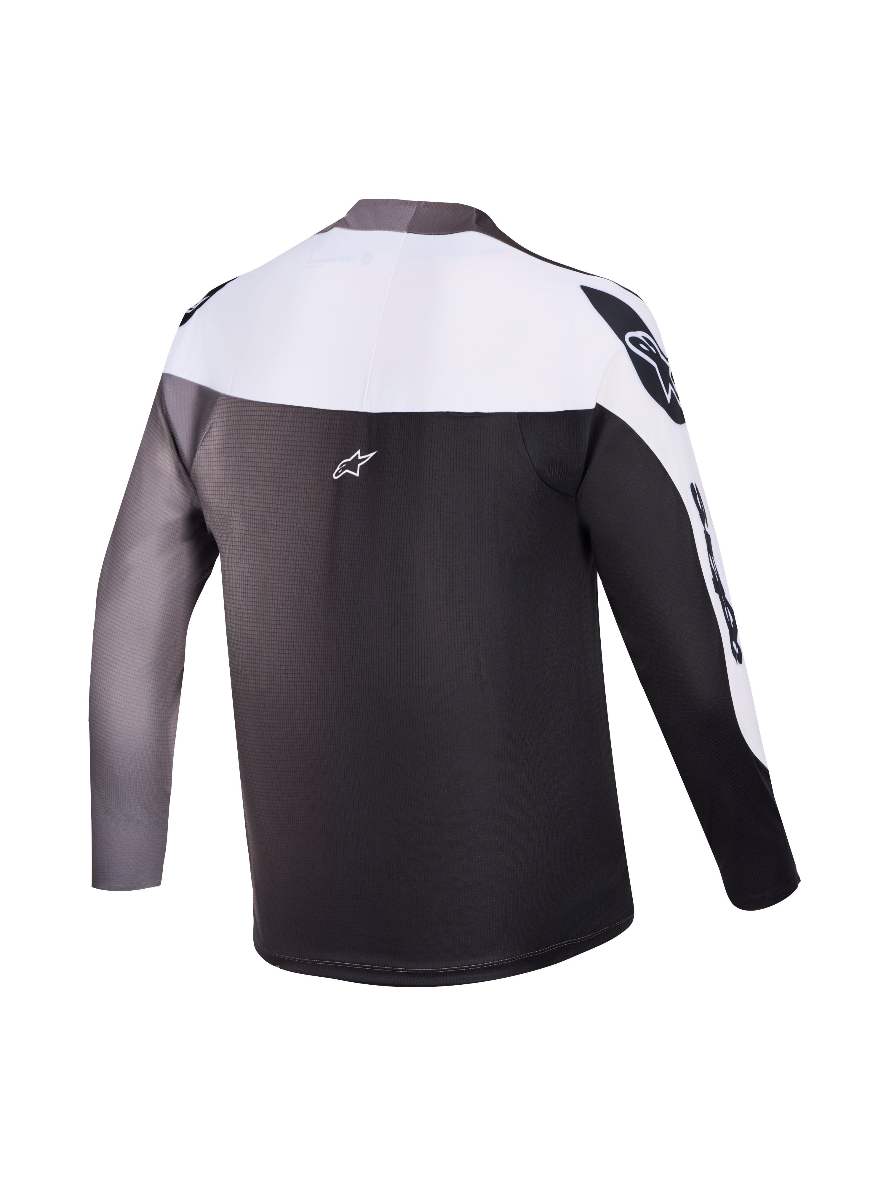 A-Supra Elite långärmad MTB-tröja i grå toning sedd bakifrån med klassisk Alpinestars-branding.