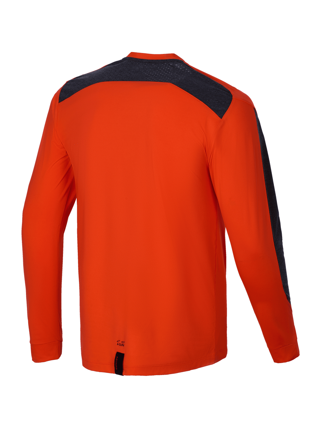 Alpinestars A-Dura Insert Astar tröja, långärmad MTB-tröja för mountainbike, orange och mörka insatser, baksida som visar slittålig texturkonstruktion
