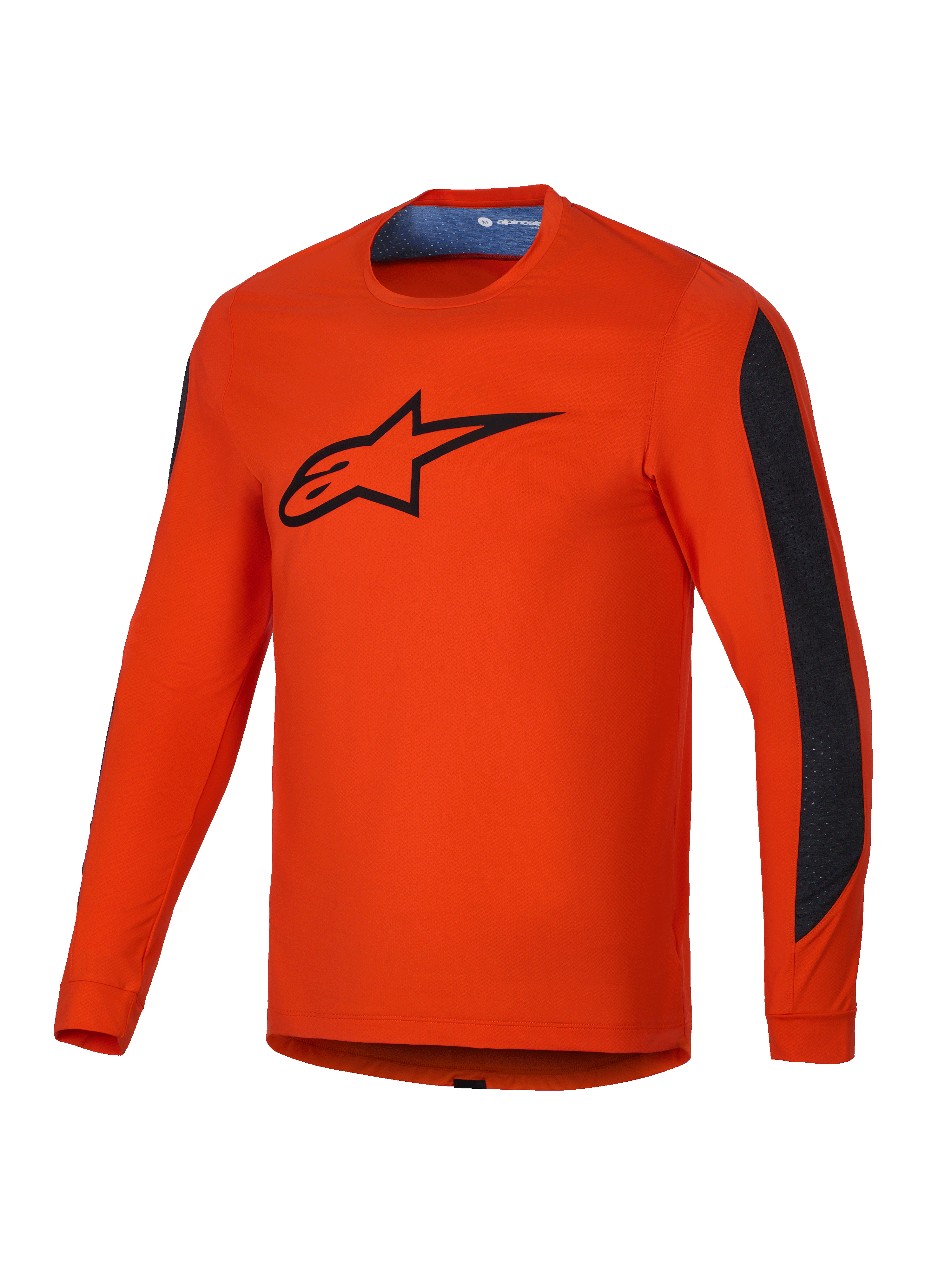 Alpinestars A-Dura Insert Astar tröja, långärmad MTB-tröja för herr i orange med svarta kontrastpaneler, hållbar konstruktion för terrängcykling