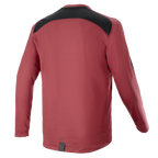 Alpinestars A-Dura Dri Astar långärmad tröja, vinröd, mountainbiketröja, baksida med svart ventilationspanel i mesh på axlarna, långa ärmar, tekniskt funktionsmaterial för terrängcykling